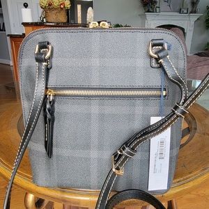 Dooney and Bourke Large Trixie Coated Cotton crossbody in black plaid